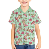 Green Paniolo Palaka Hawaiian Cowgirl Christmas Hawaiian Shirt LT9 - Polynesian Pride