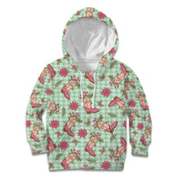Green Paniolo Palaka Hawaiian Cowgirl Christmas Kid Hoodie - Polynesian Pride