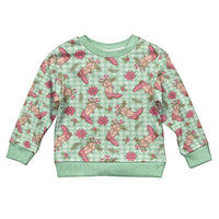 Green Paniolo Palaka Hawaiian Cowgirl Christmas Kid Ugly Christmas Sweater LT9 Kid Green - Polynesian Pride