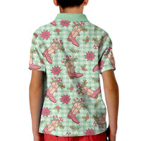 Green Paniolo Palaka Hawaiian Cowgirl Christmas Kid Polo Shirt LT9 - Polynesian Pride