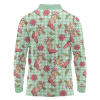 Green Paniolo Palaka Hawaiian Cowgirl Christmas Long Sleeve Polo Shirt LT9 - Polynesian Pride