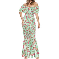 Green Paniolo Palaka Hawaiian Cowgirl Christmas Mermaid Dress LT9 - Polynesian Pride