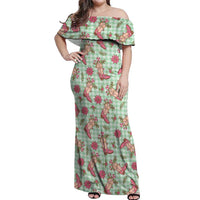 Green Paniolo Palaka Hawaiian Cowgirl Christmas Off Shoulder Maxi Dress LT9 Women Green - Polynesian Pride