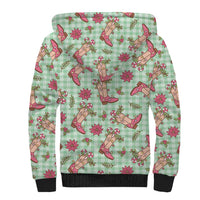 Green Paniolo Palaka Hawaiian Cowgirl Christmas Sherpa Hoodie LT9 - Polynesian Pride