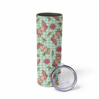 Green Paniolo Palaka Hawaiian Cowgirl Christmas Skinny Tumbler LT9 - Polynesian Pride