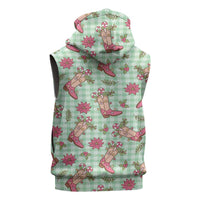 Green Paniolo Palaka Hawaiian Cowgirl Christmas Sleeveless Hoodie LT9 - Polynesian Pride