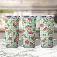 Green Paniolo Palaka Hawaiian Cowgirl Christmas Tumbler Cup LT9 - Polynesian Pride