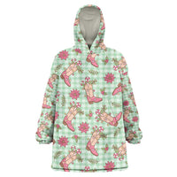 Green Paniolo Palaka Hawaiian Cowgirl Christmas Wearable Blanket Hoodie LT9 One Size Green - Polynesian Pride