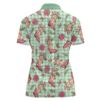 Green Paniolo Palaka Hawaiian Cowgirl Christmas Women Polo Shirt LT9 - Polynesian Pride