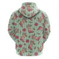Green Paniolo Palaka Hawaiian Cowgirl Christmas Zip Hoodie LT9 - Polynesian Pride