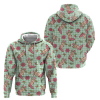 Green Paniolo Palaka Hawaiian Cowgirl Christmas Zip Hoodie LT9 - Polynesian Pride