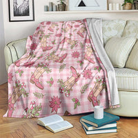 Pink Paniolo Palaka Hawaiian Cowgirl Christmas Blanket - Polynesian Pride