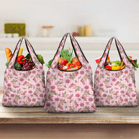 Pink Paniolo Palaka Hawaiian Cowgirl Christmas Grocery Bag - Polynesian Pride