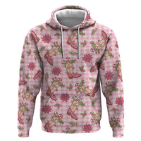 Pink Paniolo Palaka Hawaiian Cowgirl Christmas Hoodie LT9 Pullover Hoodie Pink - Polynesian Pride