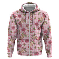 Pink Paniolo Palaka Hawaiian Cowgirl Christmas Hoodie LT9 Zip Hoodie Pink - Polynesian Pride