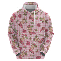 Pink Paniolo Palaka Hawaiian Cowgirl Christmas Hoodie LT9 - Polynesian Pride