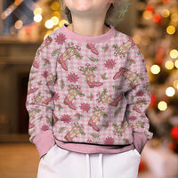 Pink Paniolo Palaka Hawaiian Cowgirl Christmas Kid Ugly Christmas Sweater LT9 - Polynesian Pride