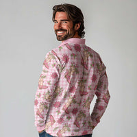 Pink Paniolo Palaka Hawaiian Cowgirl Christmas Long Sleeve Polo Shirt LT9 - Polynesian Pride