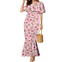 Pink Paniolo Palaka Hawaiian Cowgirl Christmas Mermaid Dress LT9 Women Pink - Polynesian Pride