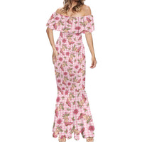 Pink Paniolo Palaka Hawaiian Cowgirl Christmas Mermaid Dress LT9 - Polynesian Pride