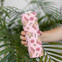 Pink Paniolo Palaka Hawaiian Cowgirl Christmas Skinny Tumbler LT9 - Polynesian Pride