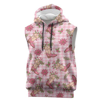 Pink Paniolo Palaka Hawaiian Cowgirl Christmas Sleeveless Hoodie LT9 Pink - Polynesian Pride
