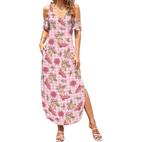 Pink Paniolo Palaka Hawaiian Cowgirl Christmas Summer Maxi Dress LT9 Women Pink - Polynesian Pride