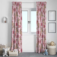 Pink Paniolo Palaka Hawaiian Cowgirl Christmas Window Curtain - Polynesian Pride