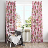 Pink Paniolo Palaka Hawaiian Cowgirl Christmas Window Curtain - Polynesian Pride