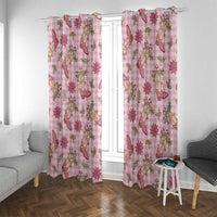 Pink Paniolo Palaka Hawaiian Cowgirl Christmas Window Curtain - Polynesian Pride