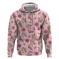 Pink Paniolo Palaka Hawaiian Cowgirl Christmas Zip Hoodie LT9 Pullover Hoodie Pink - Polynesian Pride