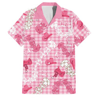 Paniolo Palaka Hawaiian Cowgirl Family Matching Summer Maxi Dress and Hawaiian Shirt LT9 Dad's Shirt - Short Sleeve Pink - Polynesian Pride