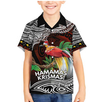 Papua New Guinea Christmas Family Matching Mermaid Dress and Hawaiian Shirt LT9 Son's Shirt Black - Polynesian Pride