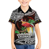 Papua New Guinea Christmas Family Matching Off Shoulder Maxi Dress and Hawaiian Shirt LT9 Son's Shirt Black - Polynesian Pride