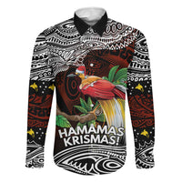 Papua New Guinea Christmas Family Matching Off Shoulder Short Dress and Hawaiian Shirt LT9 Dad's Shirt - Long Sleeve Black - Polynesian Pride