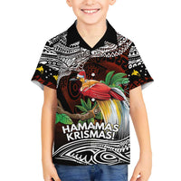 Papua New Guinea Christmas Family Matching Off Shoulder Short Dress and Hawaiian Shirt LT9 Son's Shirt Black - Polynesian Pride