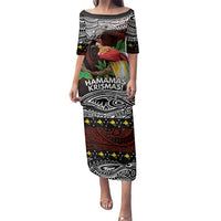 Papua New Guinea Christmas Family Matching Puletasi and Hawaiian Shirt LT9 Mom's Dress Black - Polynesian Pride