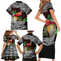 Papua New Guinea Christmas Family Matching Short Sleeve Bodycon Dress and Hawaiian Shirt - Polynesian Pride