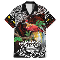 Papua New Guinea Christmas Family Matching Summer Maxi Dress and Hawaiian Shirt LT9 Dad's Shirt - Short Sleeve Black - Polynesian Pride