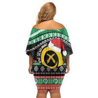 Vanuatu Pig's Tusk Meri Krismas! Family Matching Off Shoulder Short Dress and Hawaiian Shirt Vanuatuan Sand Drawing Pattern LT9 - Polynesian Pride