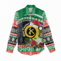 Vanuatu Pig's Tusk Meri Krismas! Women Casual Shirt Vanuatuan Sand Drawing Pattern - Polynesian Pride