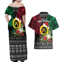 Vanuatu Pig's Tusk Meri Krismas! Couples Matching Off Shoulder Maxi Dress and Hawaiian Shirt Vanuatuan Ancient Art Spirit LT9 - Polynesian Pride