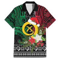 Vanuatu Pig's Tusk Meri Krismas! Family Matching Long Sleeve Bodycon Dress and Hawaiian Shirt Vanuatuan Ancient Art Spirit LT9 Dad's Shirt - Short Sleeve Black - Polynesian Pride