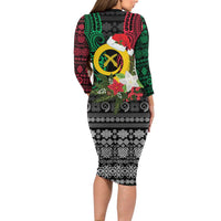 Vanuatu Pig's Tusk Meri Krismas! Family Matching Long Sleeve Bodycon Dress and Hawaiian Shirt Vanuatuan Ancient Art Spirit LT9 - Polynesian Pride