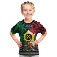 Vanuatu Pig's Tusk Meri Krismas! Kid T Shirt Vanuatuan Ancient Art Spirit LT9 Black - Polynesian Pride