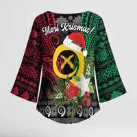 Vanuatu Pig's Tusk Meri Krismas! Kimono Sleeve Blouse Vanuatuan Ancient Art Spirit LT9 - Polynesian Pride