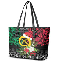 Vanuatu Pig's Tusk Meri Krismas! Leather Tote Bag Vanuatuan Ancient Art Spirit LT9 - Polynesian Pride