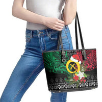 Vanuatu Pig's Tusk Meri Krismas! Leather Tote Bag Vanuatuan Ancient Art Spirit LT9 - Polynesian Pride