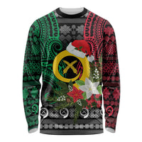 Vanuatu Pig's Tusk Meri Krismas! Long Sleeve Shirt Vanuatuan Ancient Art Spirit LT9 Unisex Black - Polynesian Pride