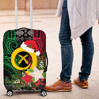 Vanuatu Pig's Tusk Meri Krismas! Luggage Cover Vanuatuan Ancient Art Spirit LT9 Black - Polynesian Pride